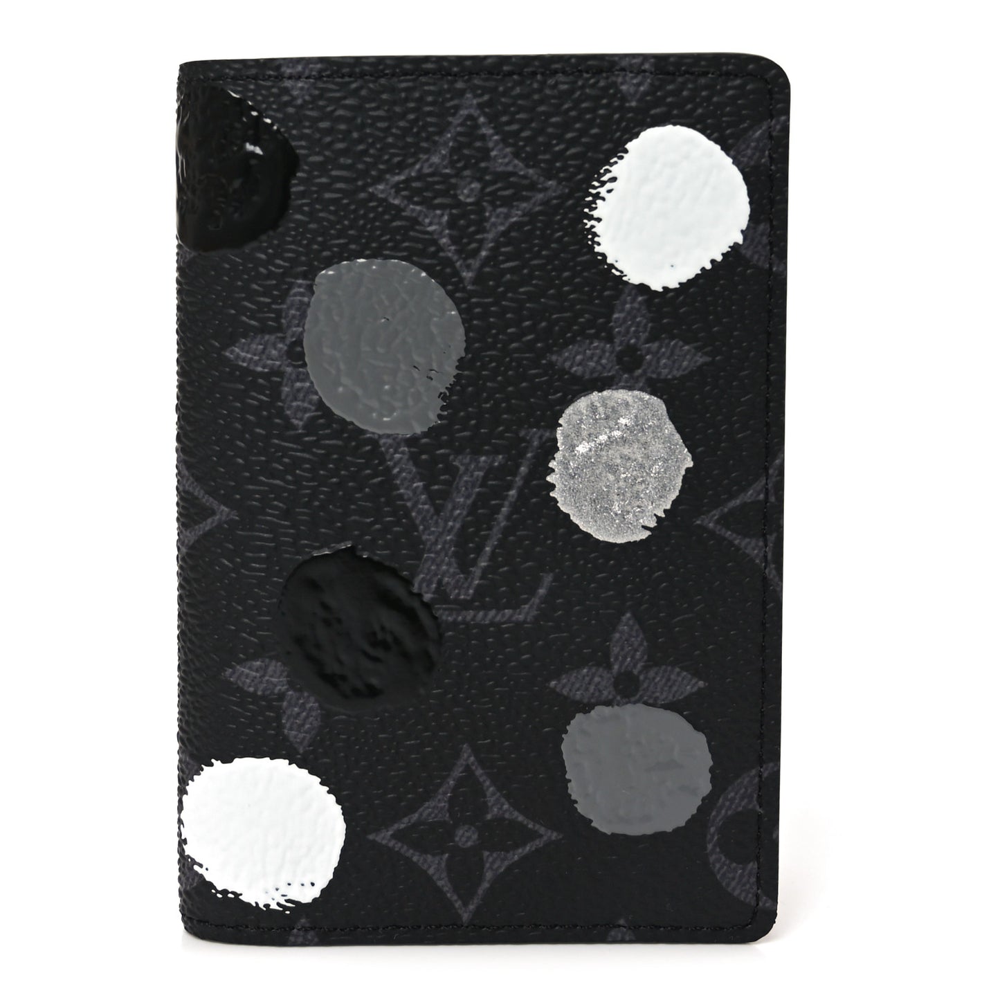 LV X YK Monogram Eclipse Dots Pocket Organizer NM Black Silver