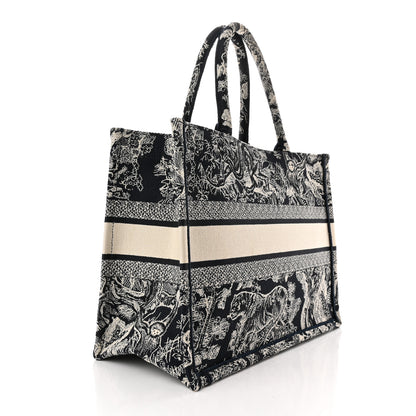 Christian Dior Canvas Embroidered Medium Toile De Jouy Reverse Book Tote Blue 3 of 10
