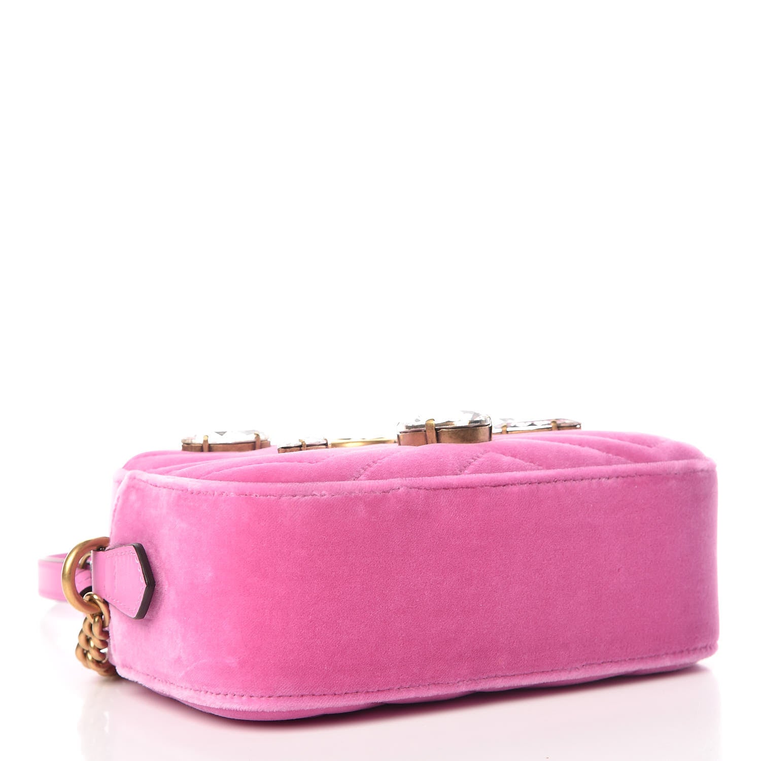 Gucci Velvet Matelasse Marquise Crystals Mini GG Marmont Chain Shoulder Bag Malva 4 of 10