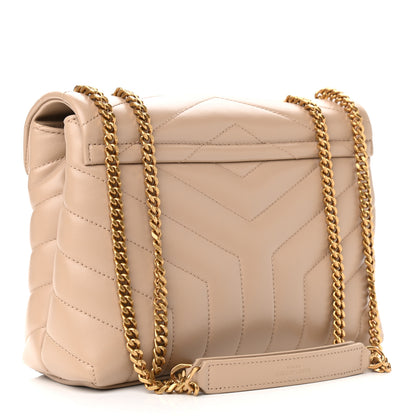 Saint Laurent Calfskin Y Quilted Monogram Small Loulou Chain Satchel Dark Beige 3 of 9