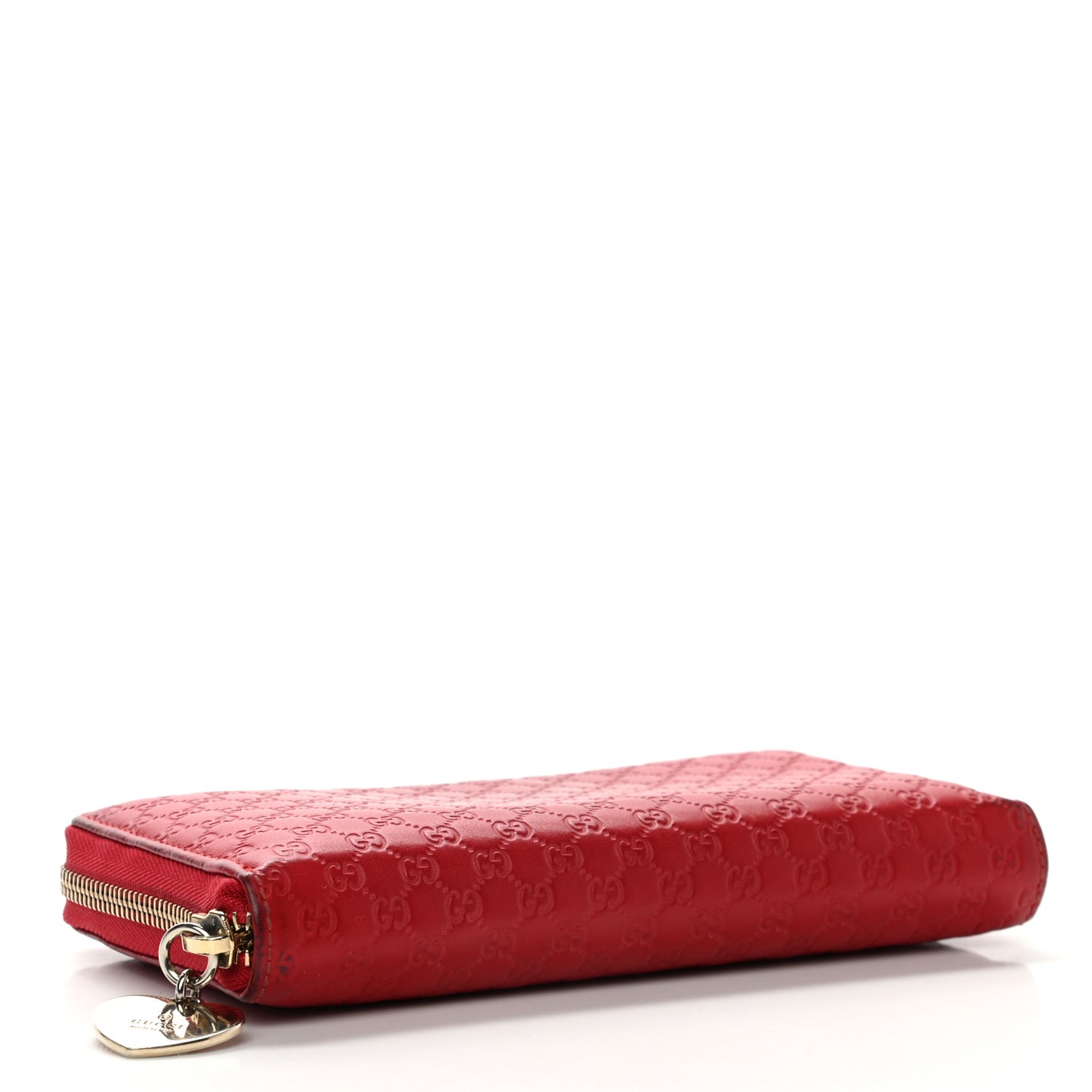 Microguccissima Zip Around Heart Wallet Hibiscus Red