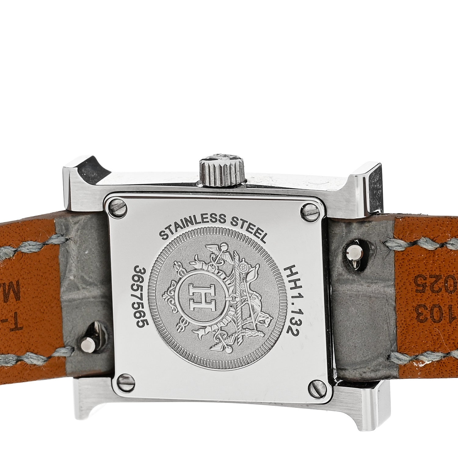 Hermes Stainless Steel Alligator Diamond Bezel Mother of Pearl 17.2mm Heure H Hour Quartz Watch Gris Perle 4 of 5
