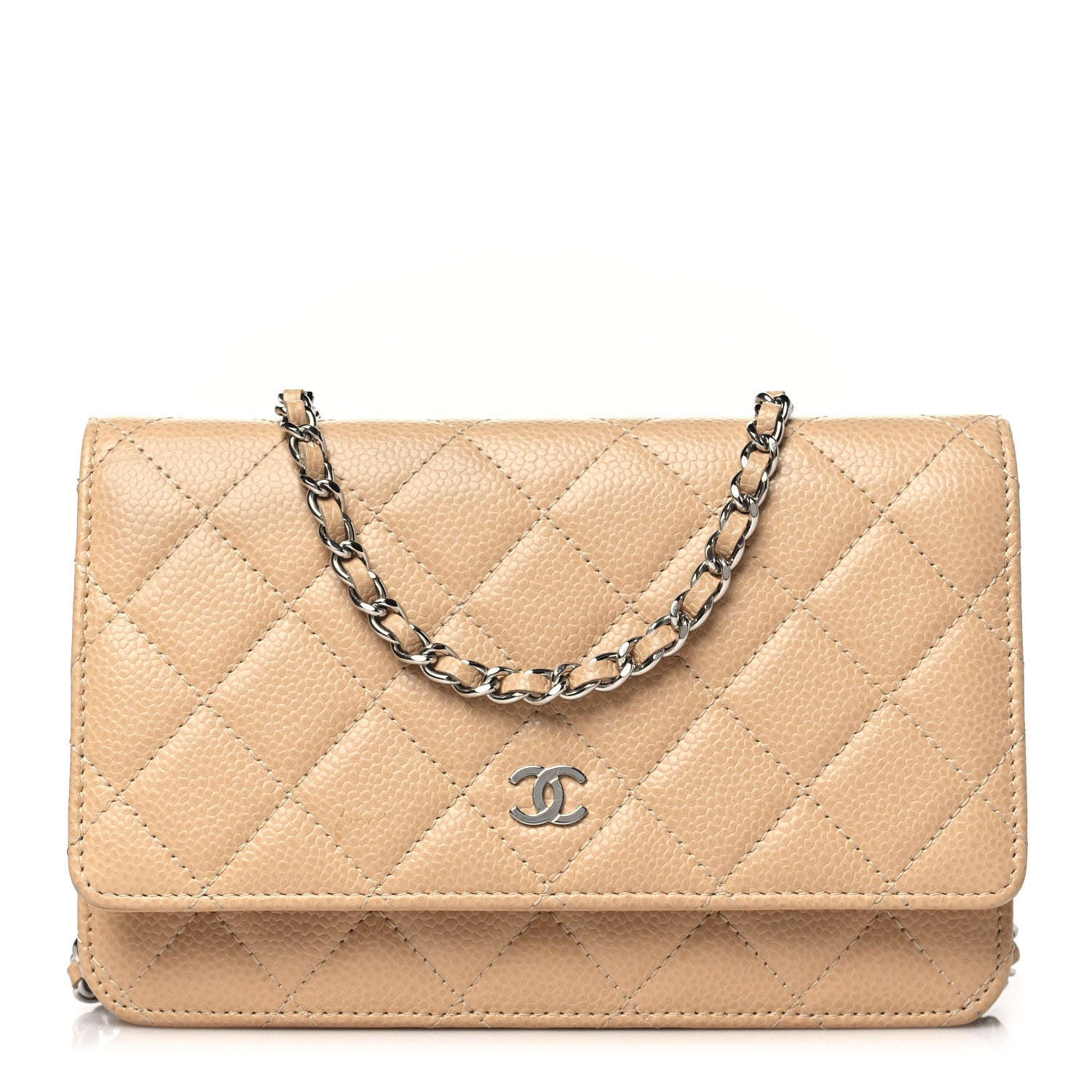 Chanel Caviar Quilted Wallet on Chain WOC Beige 1 of 12