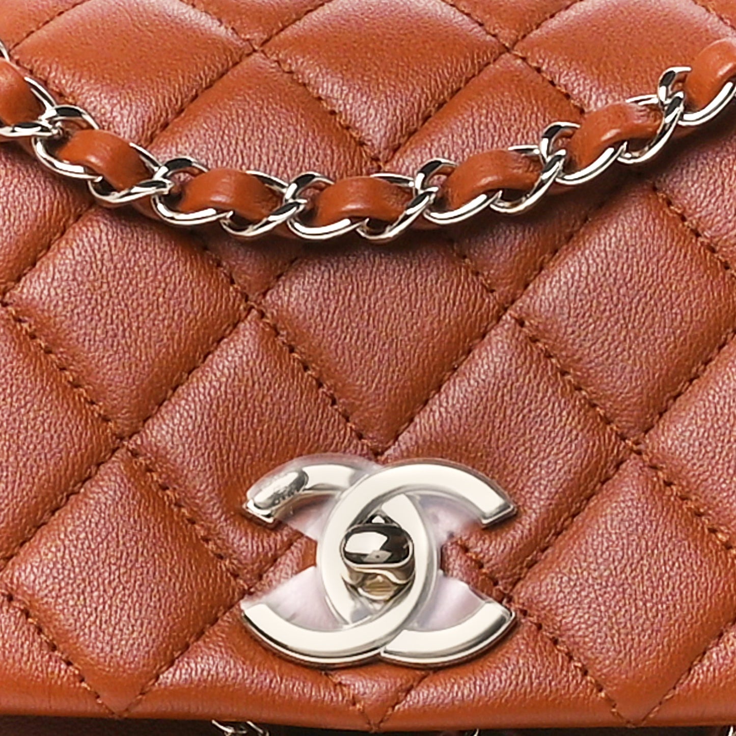 Shiny Calfskin Quilted Medium Duma Pockets Drawstring Backpack Brown