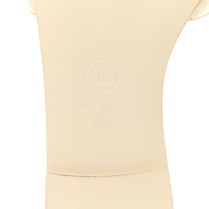 Chanel Lambskin Quilted CC Turnlock Sandals 37 Ivory 8 of 9