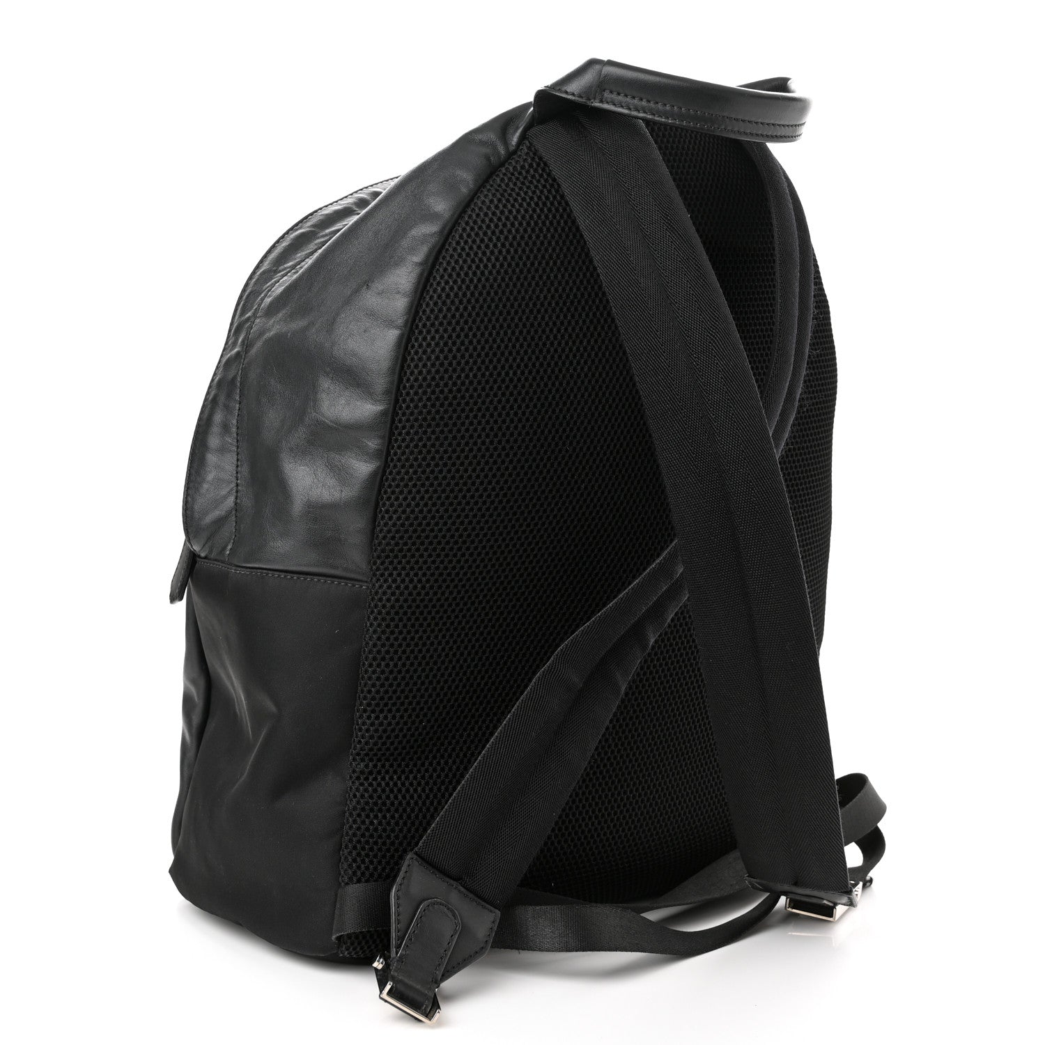 Fendi Nylon Vitello Liberty Vitello Dolce Monster Eyes Rounded Backpack Black Sunflower 3 of 15