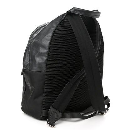 Fendi Nylon Vitello Liberty Vitello Dolce Monster Eyes Rounded Backpack Black Sunflower 3 of 15