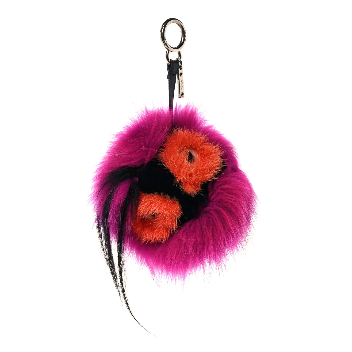 Fendi Fox Mink Goat Fur Oret Monster Bag Bug Charm Orchid Black 1 of 6