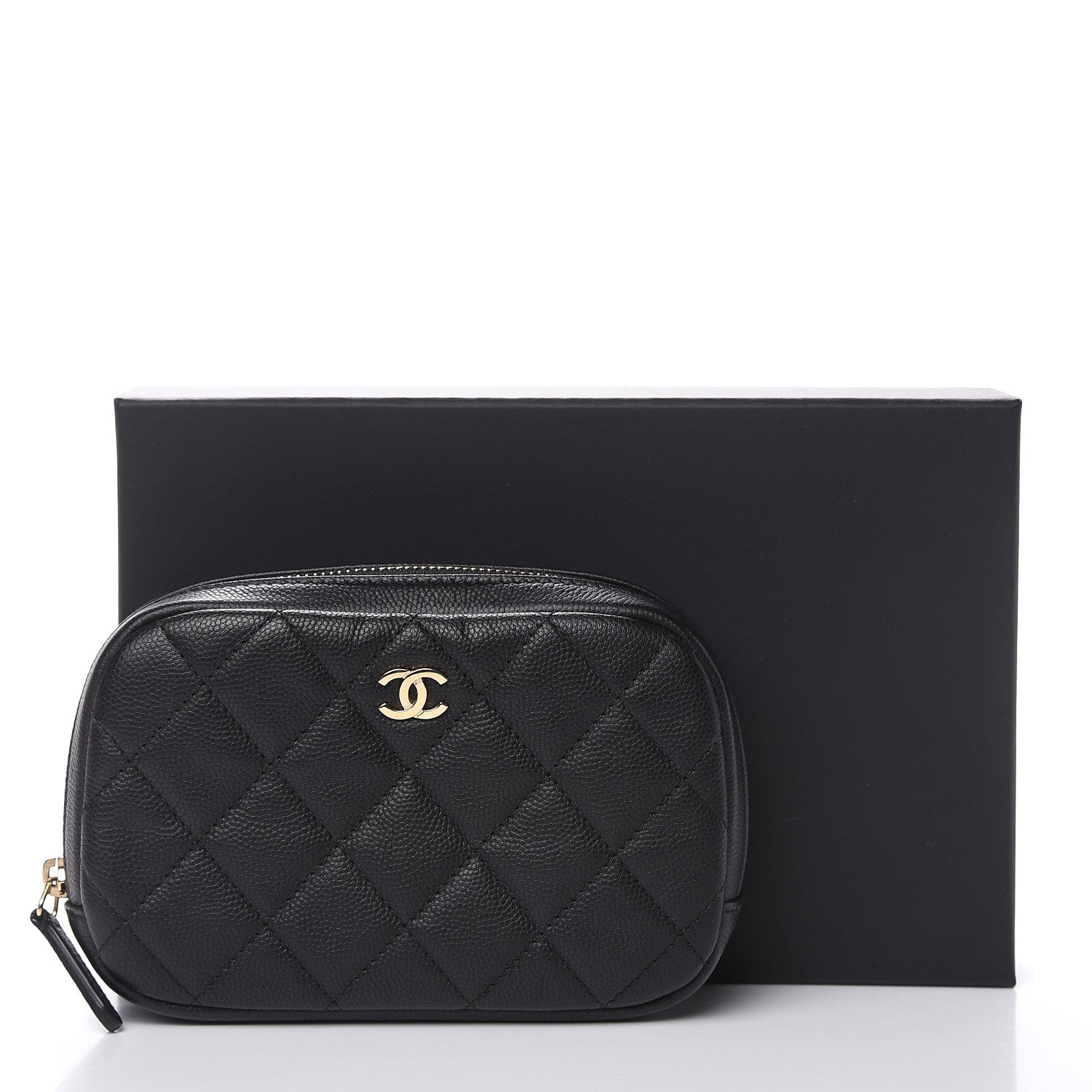 Chanel Caviar Quilted Small Curvy Pouch Cosmetic Case Black 8 of 8