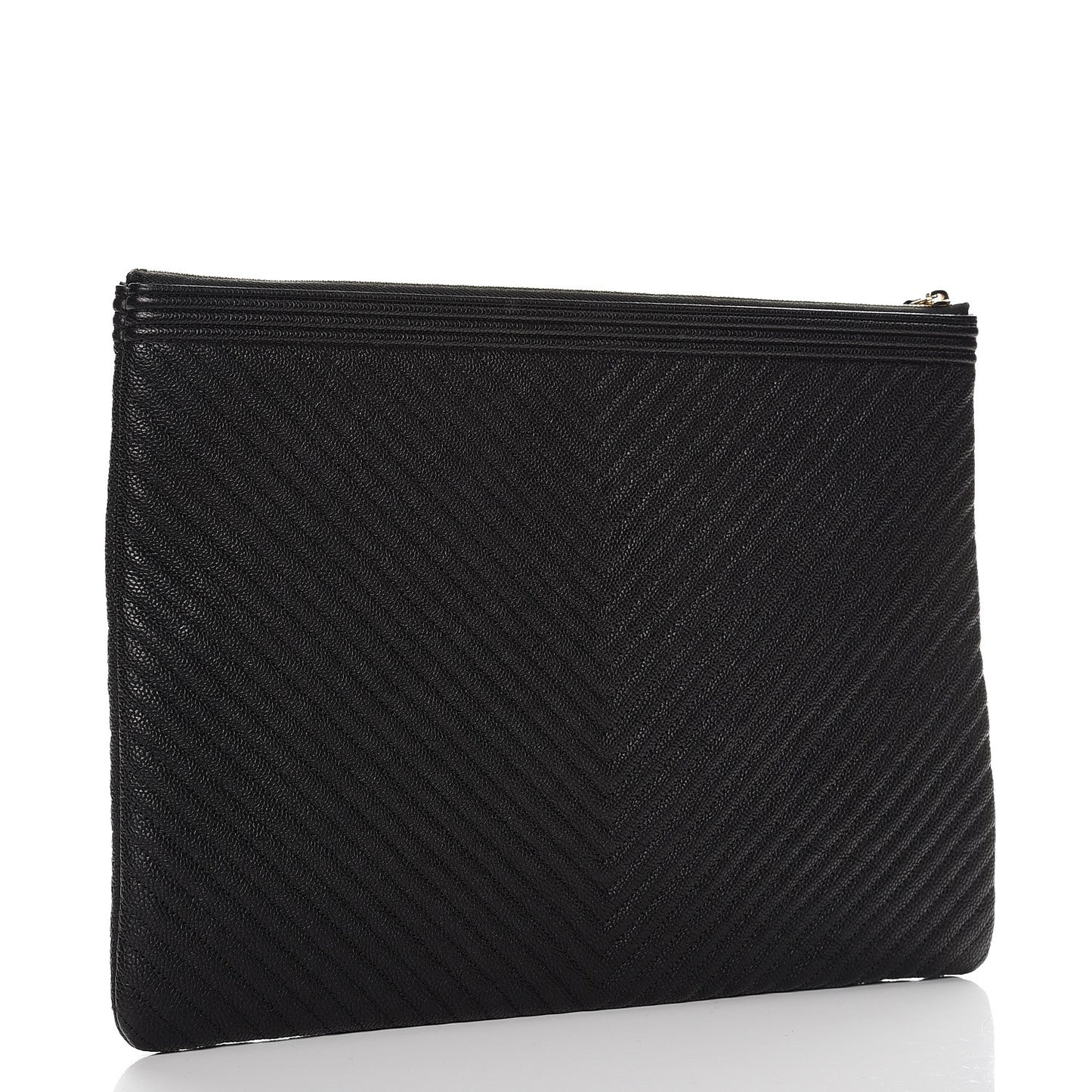 Caviar Chevron Large Boy Cosmetic Case Black