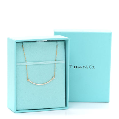 Tiffany 18K Yellow Gold Diamond Small T Smile Pendant Necklace 7 of 7