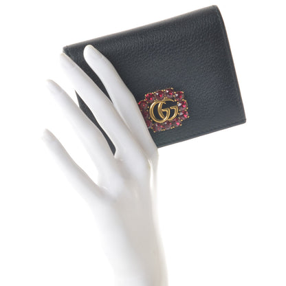 Gucci Calfskin Crystal Double G Card Case Black 2 of 7