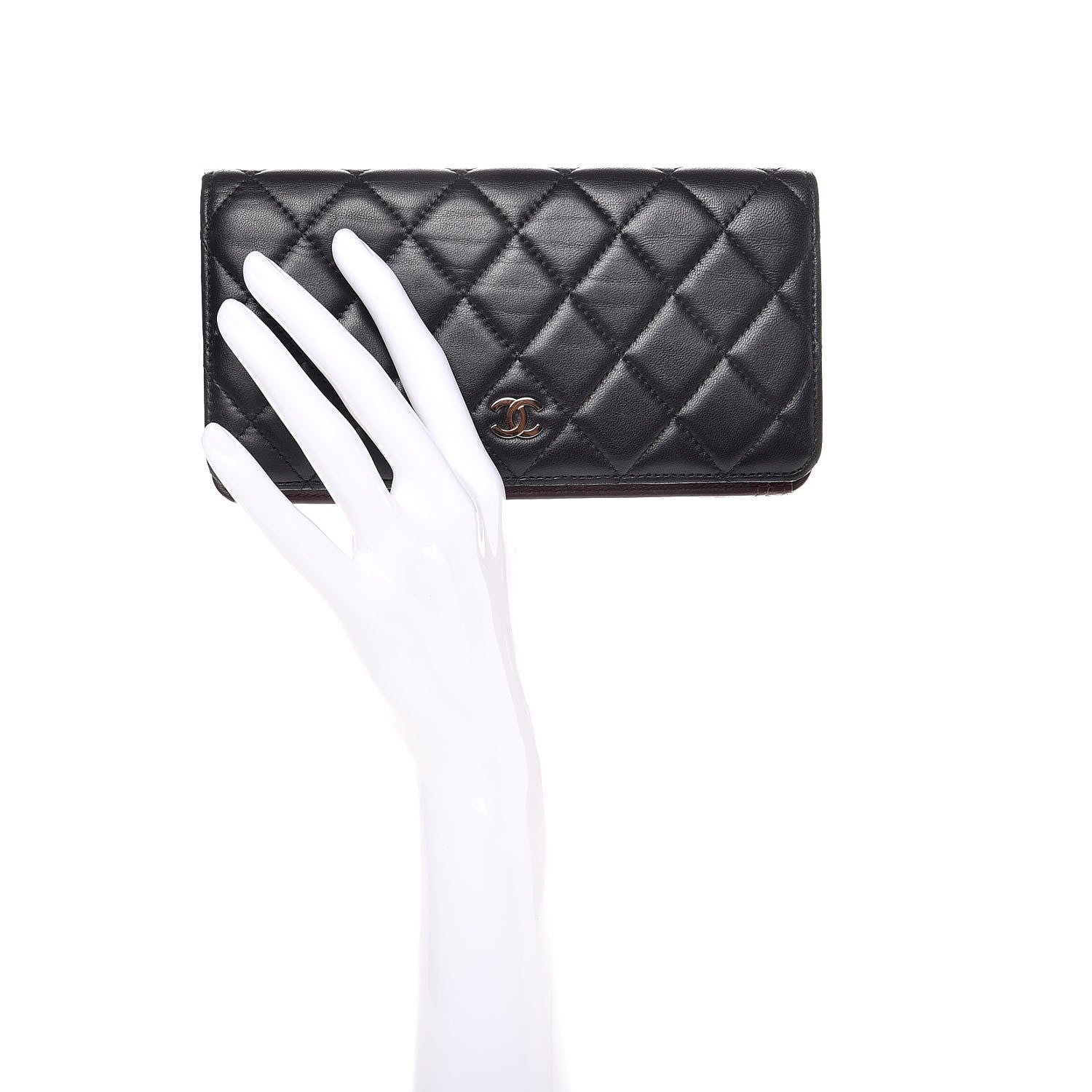 Chanel Lambskin Quilted Yen Wallet Black 2 of 9
