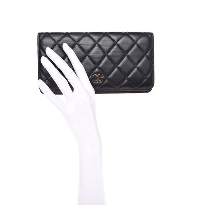 Chanel Lambskin Quilted Yen Wallet Black 2 of 9