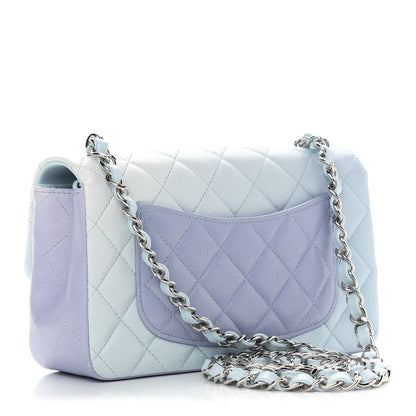 Chanel Perforated Lambskin Quilted Mini Rectangular Flap Light Blue Light Purple White 3 of 9