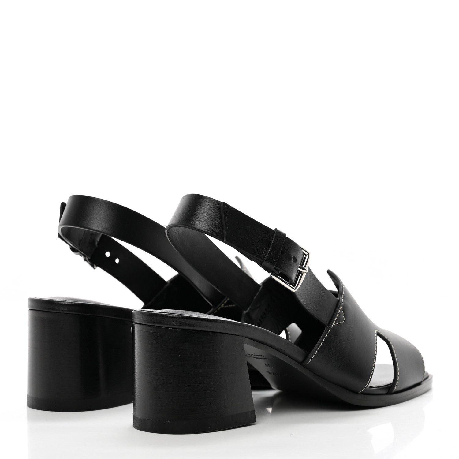 Hermes Calfskin Elbe 60 Sandals 37 Black 4 of 12