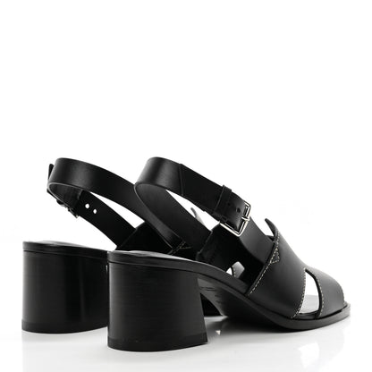 Hermes Calfskin Elbe 60 Sandals 37 Black 4 of 12