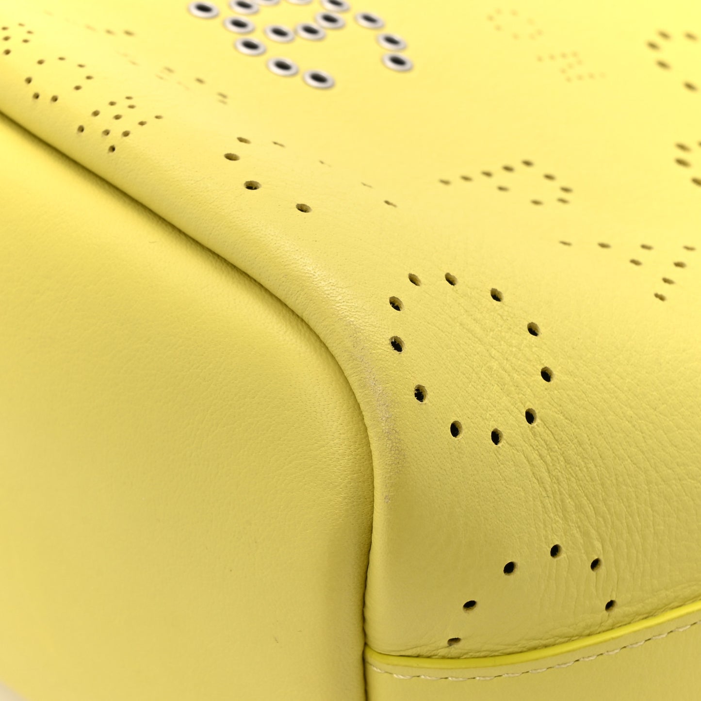 Calfskin Small Logo Eyelets Shopping Tote Yellow