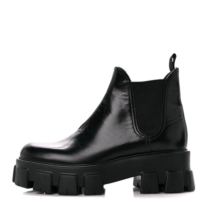 Prada Spazzolato Rois Monolith Chelsea 55mm Ankle Boots 39.5 Black 1 of 10