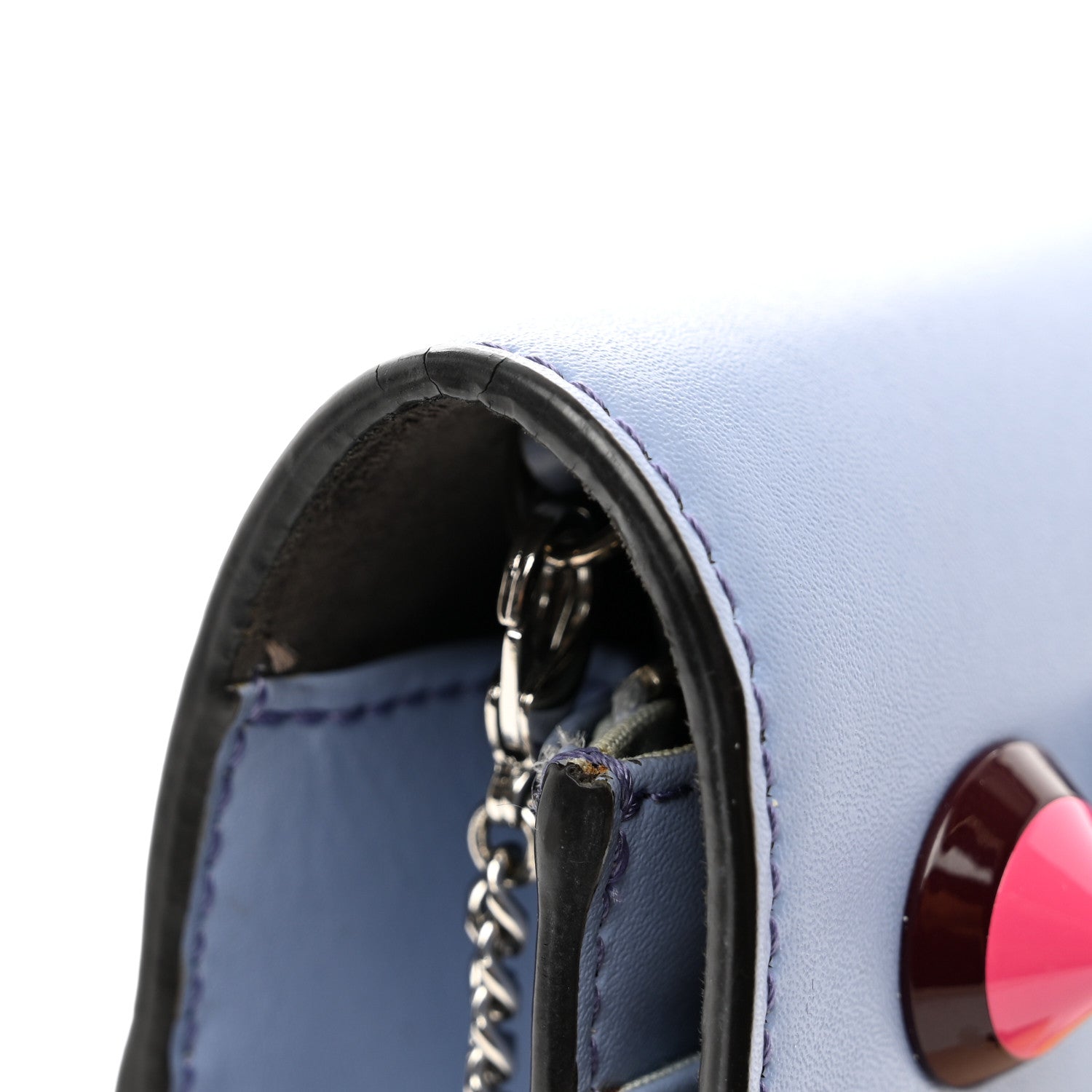 Fendi Vitello Dolce Studded Tube Wallet On Chain Ardesia Multicolor 11 of 13