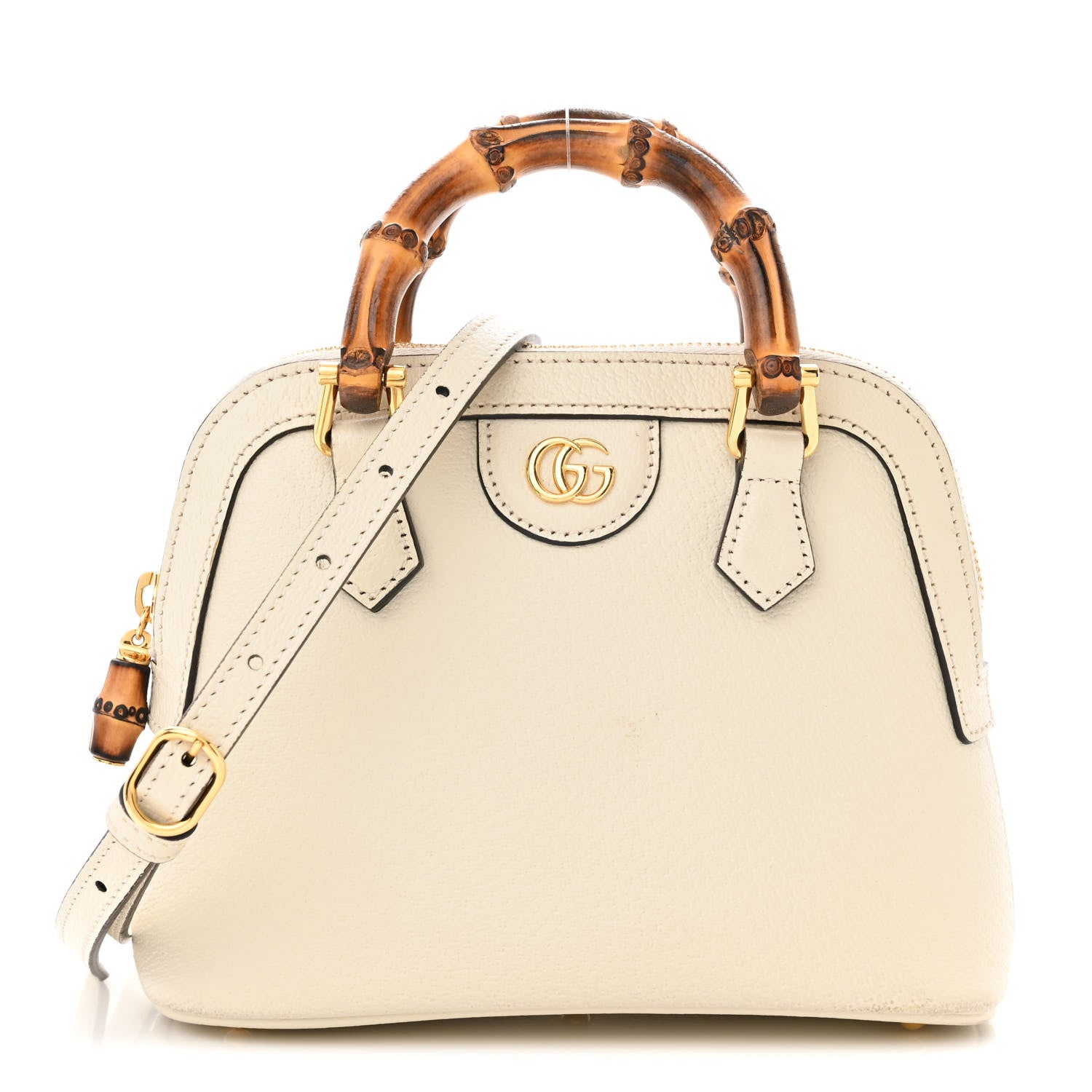 Gucci Textured Dollar Calfskin Mini Diana Dome Tote Bag White 1 of 11