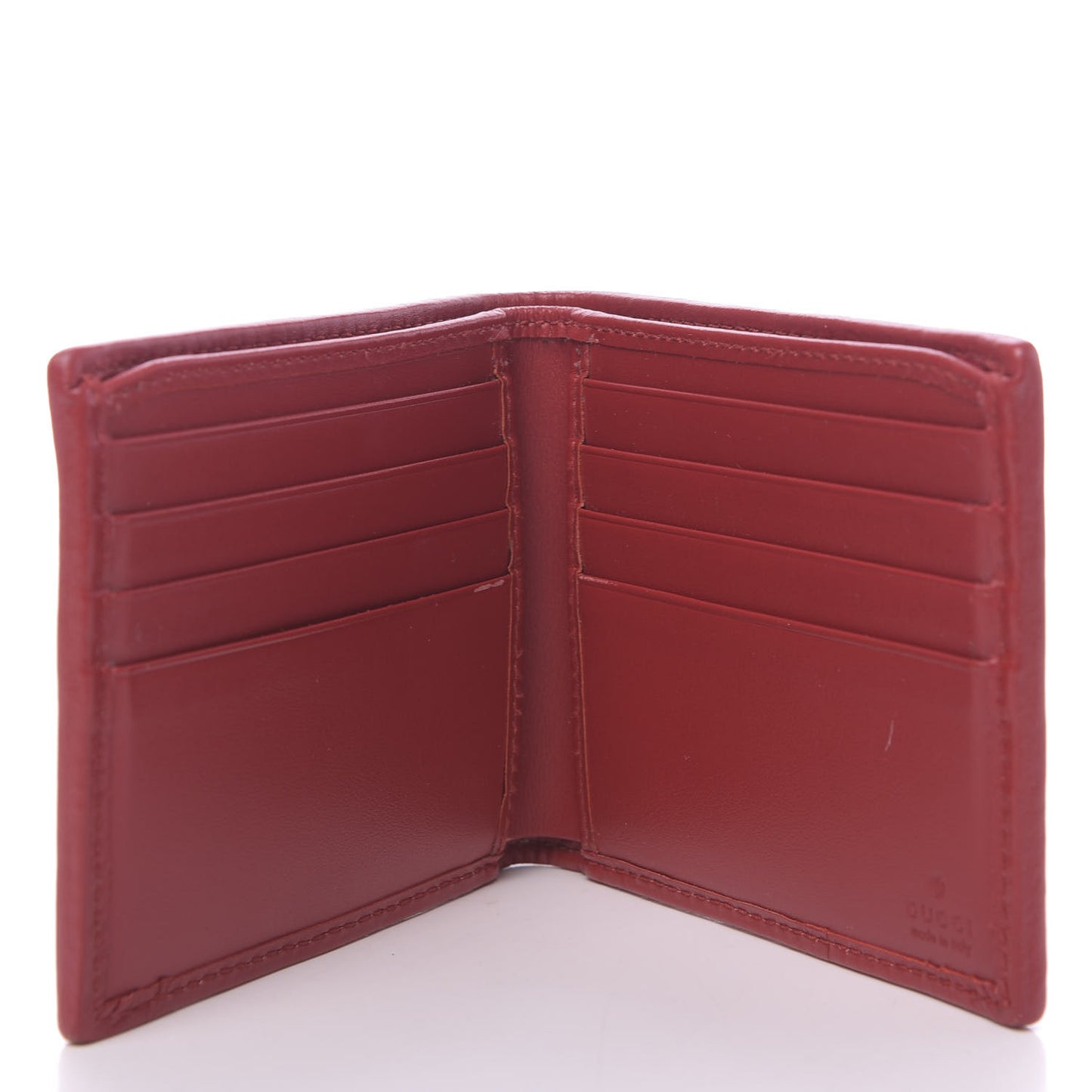 Calfskin G Rhombus Quilted Bi-Fold Wallet Hibiscus Red