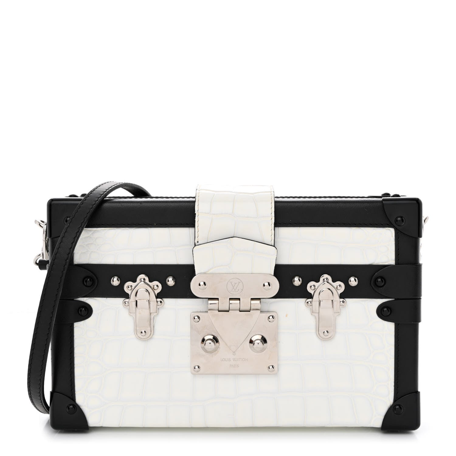Louis Vuitton Alligator Petite Malle White Black 1 of 11