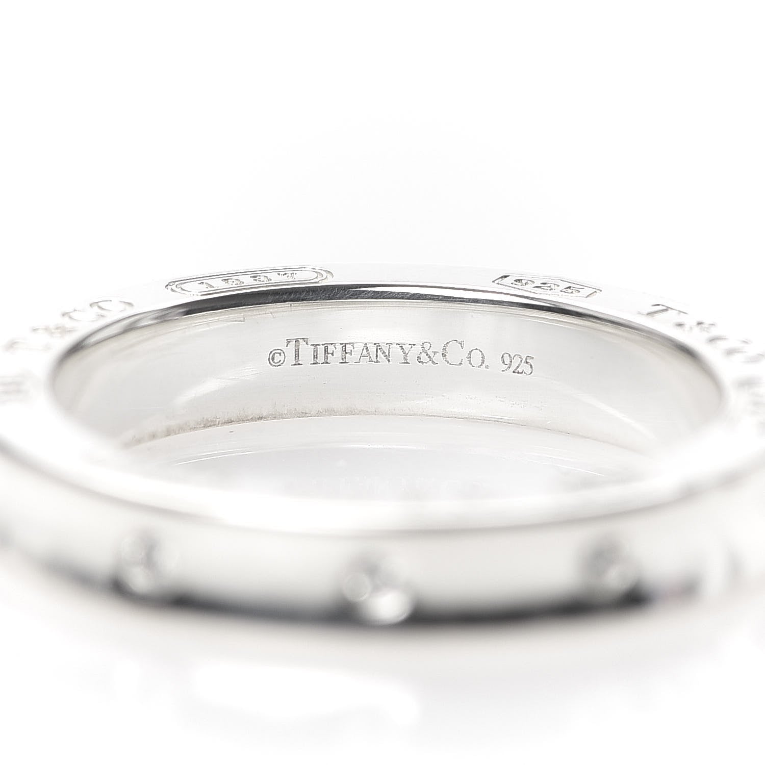 Tiffany Sterling Silver 3 Diamond 1837 Ring 50 5.5 4 of 6