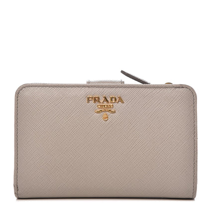 Prada Saffiano Metal Compact Wallet Argilla 1 of 14