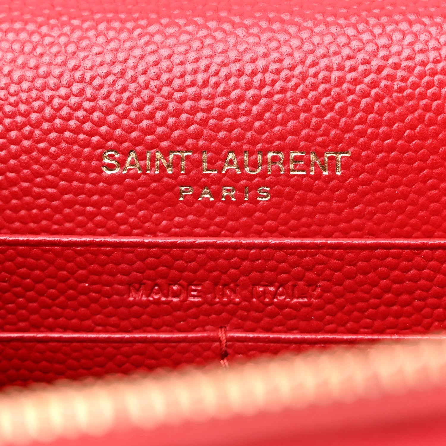 Saint Laurent Grain De Poudre Matelasse Chevron Monogram Envelope Chain Wallet New Red 6 of 9