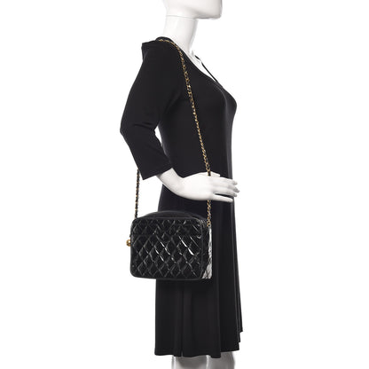 Chanel Patent Quilted Camera Case Black 2 of 17