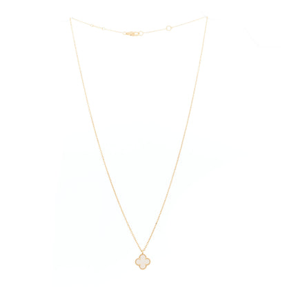 Van Cleef & Arpels 18K Yellow Gold Mother of Pearl Sweet Alhambra Pendant Necklace 3 of 7