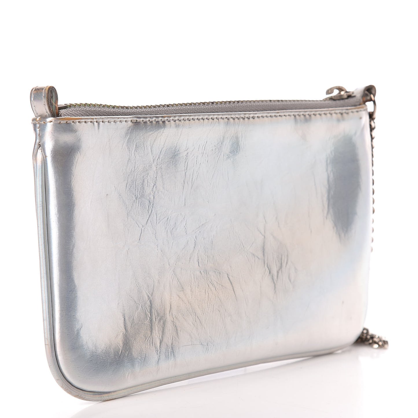 Holographic Faux Leather Falabella Zip Pouch