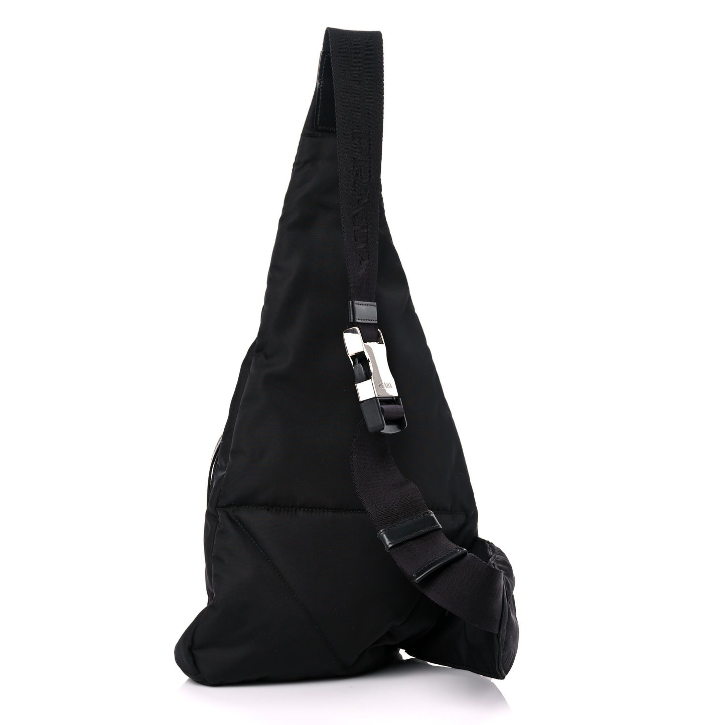 Re-Nylon Vitello Metal Triangle Logo Sling Backpack Black