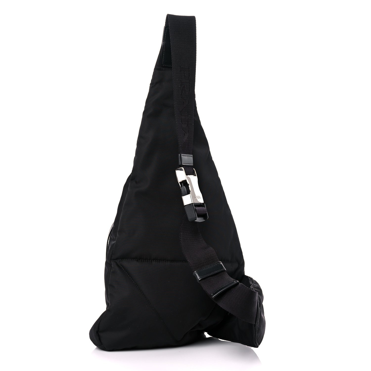 Prada Re-Nylon Vitello Metal Triangle Logo Sling Backpack Black 3 of 9