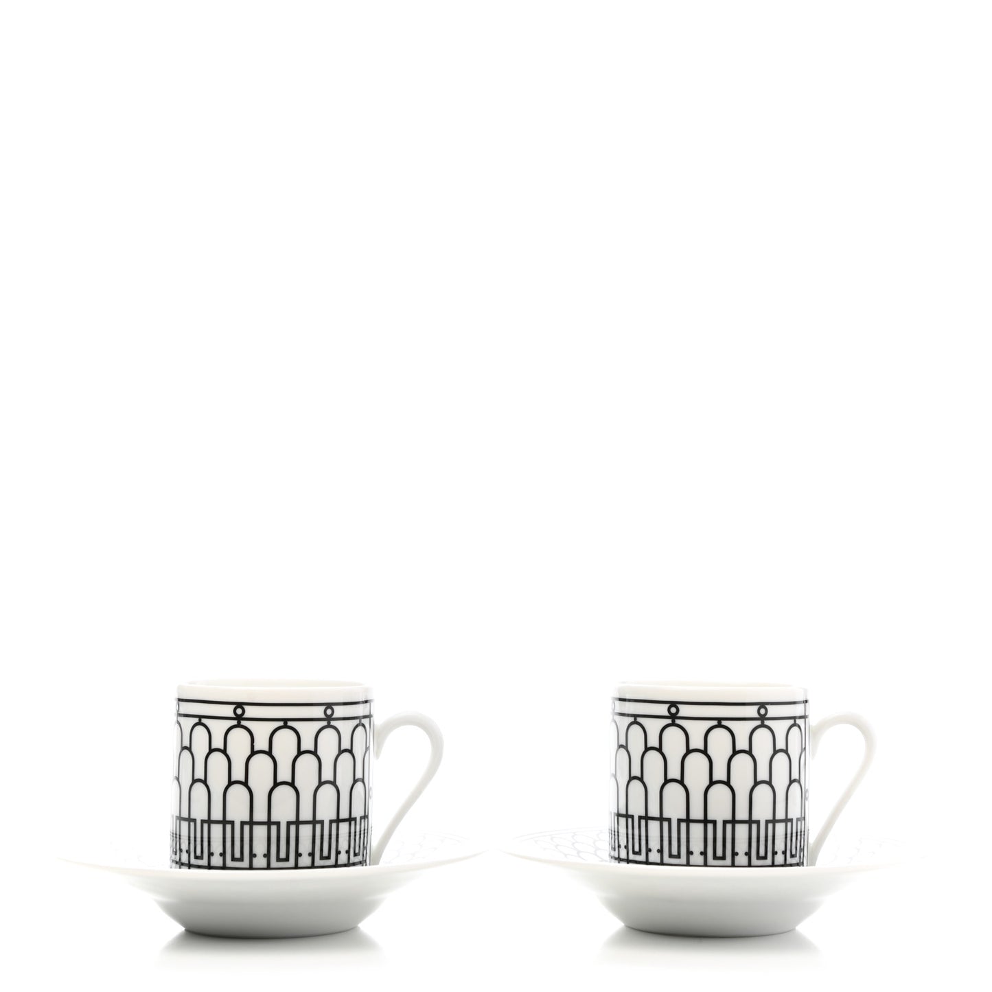 Porcelain H Deco Coffee Cup And Saucer Set Of 2 Black