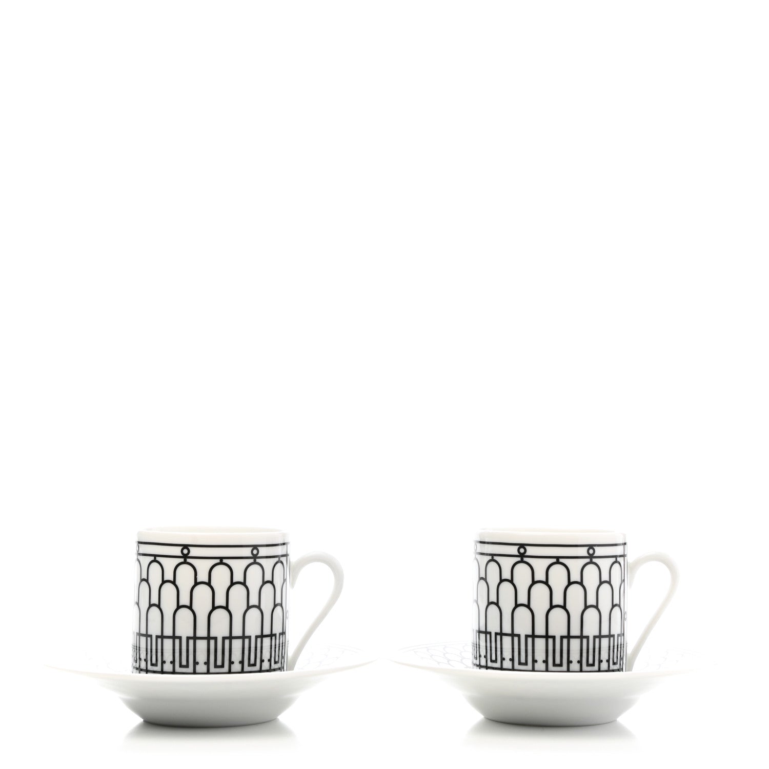 Hermes Porcelain H Deco Coffee Cup And Saucer Set Of 2 Black 3 of 14