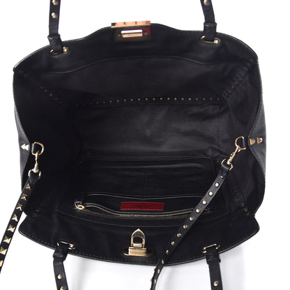 Valentino Garavani Vitello Medium Rockstud Tote Black 7 of 8