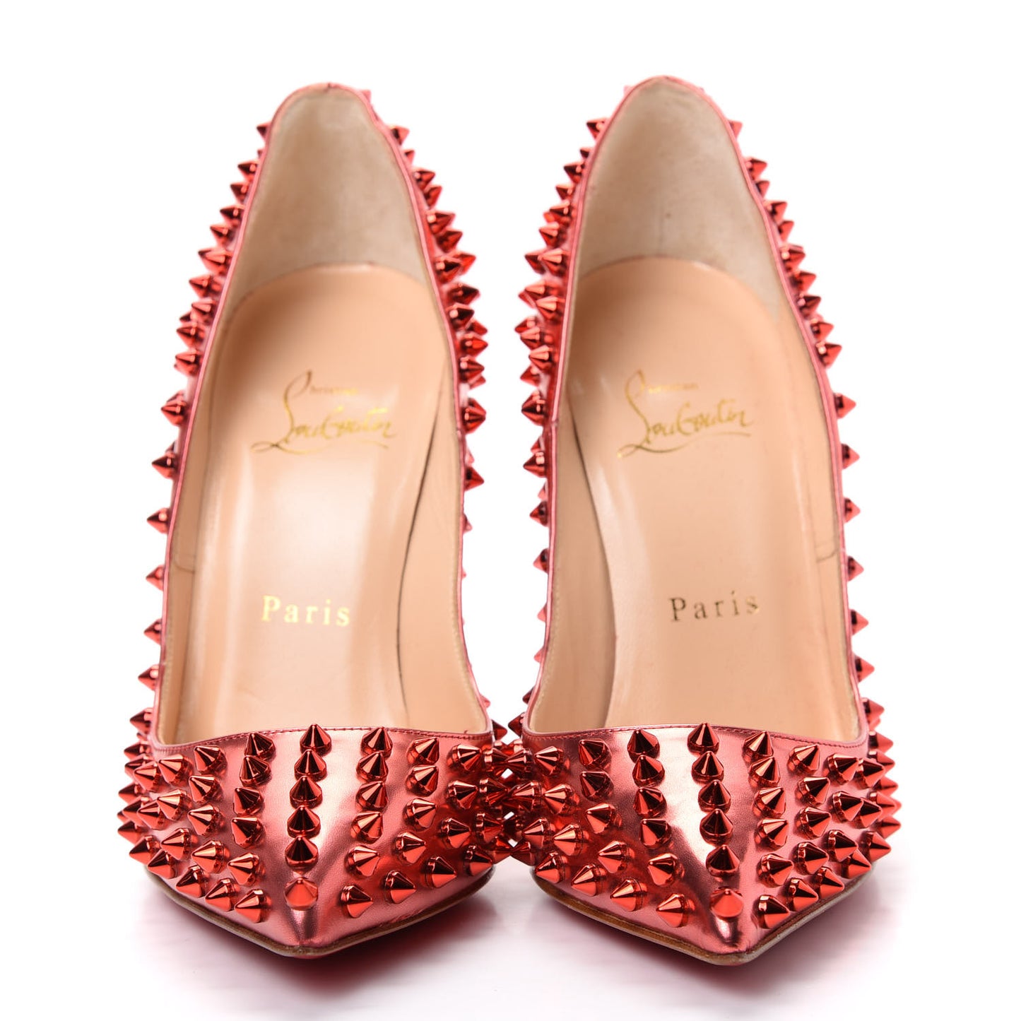 Metallic Patent Follies Spikes 120 Pumps 36.5 Red
