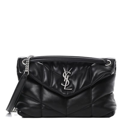 Saint Laurent Lambskin Quilted Small Loulou Puffer Monogram Chain Satchel Black 1 of 11
