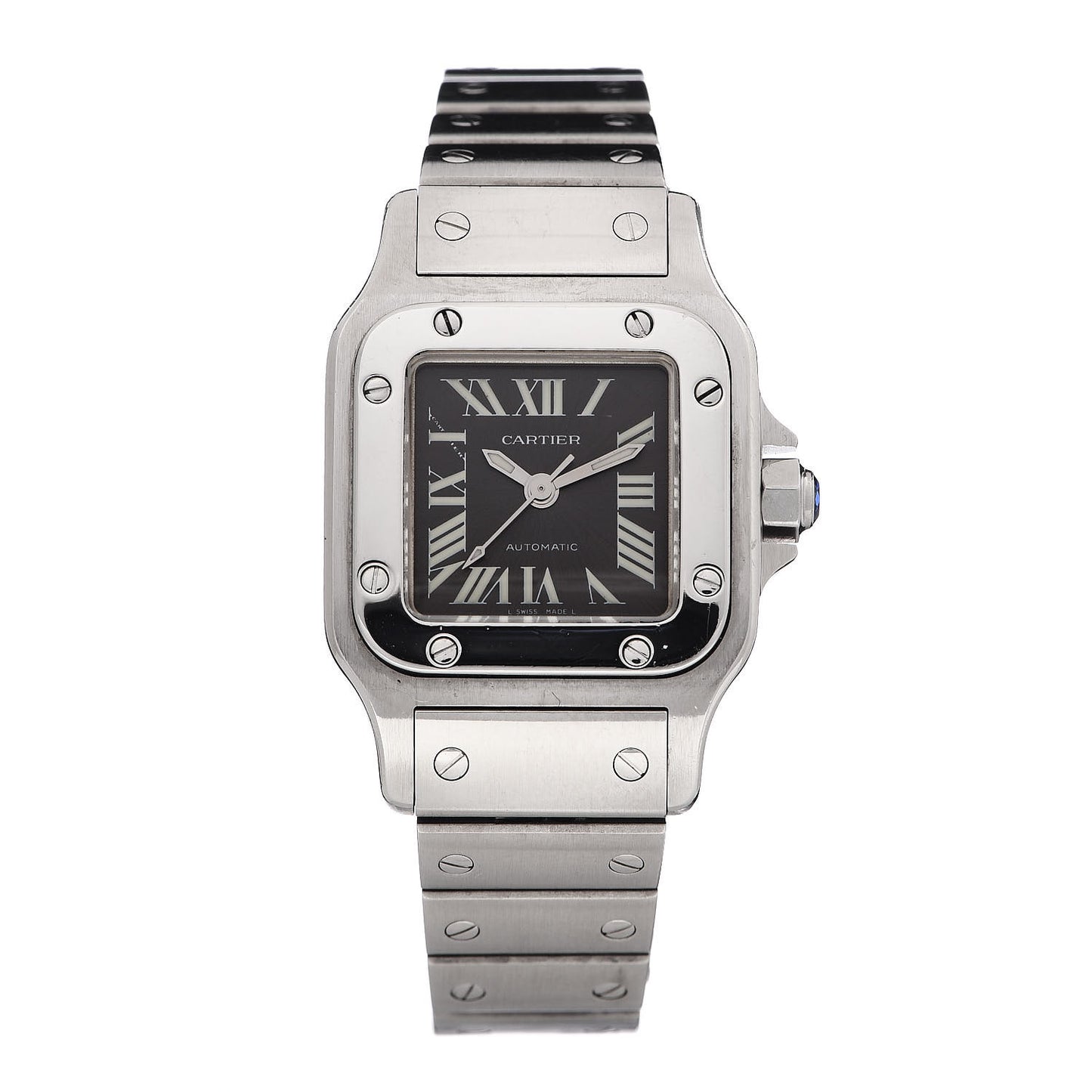 Stainless Steel 24mm Santos De Cartier Galbee Quartz Watch Black