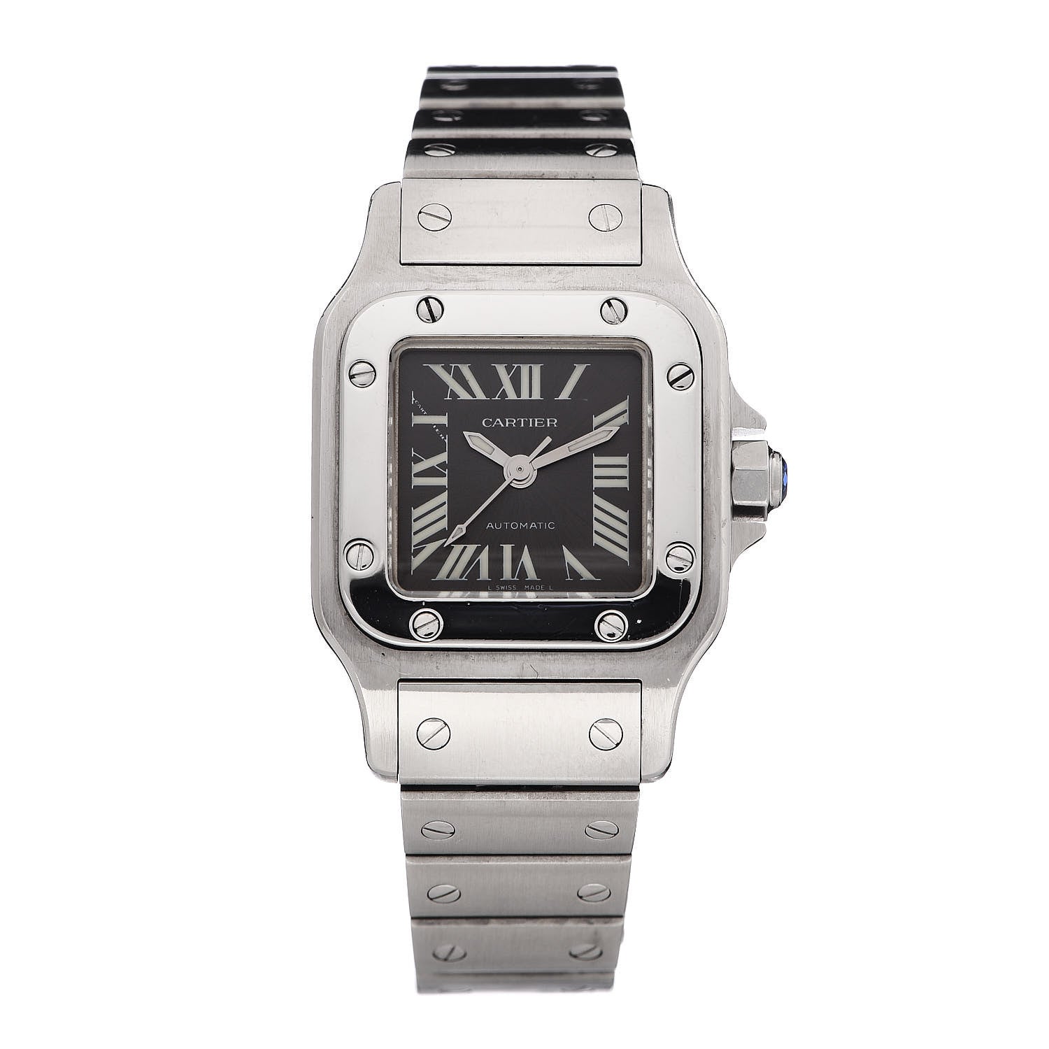 Cartier Stainless Steel 24mm Santos De Cartier Galbee Quartz Watch Black 1 of 6