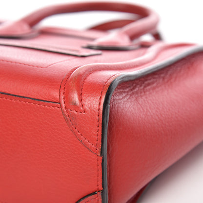 Celine Drummed Calfskin Nano Luggage Coquelicot 10 of 23