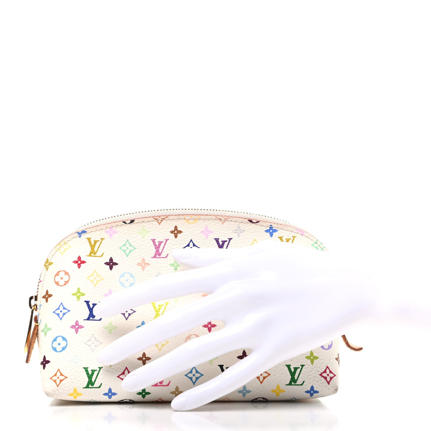 Louis Vuitton Monogram Multicolor Cosmetic Pouch White Litchi 2 of 8