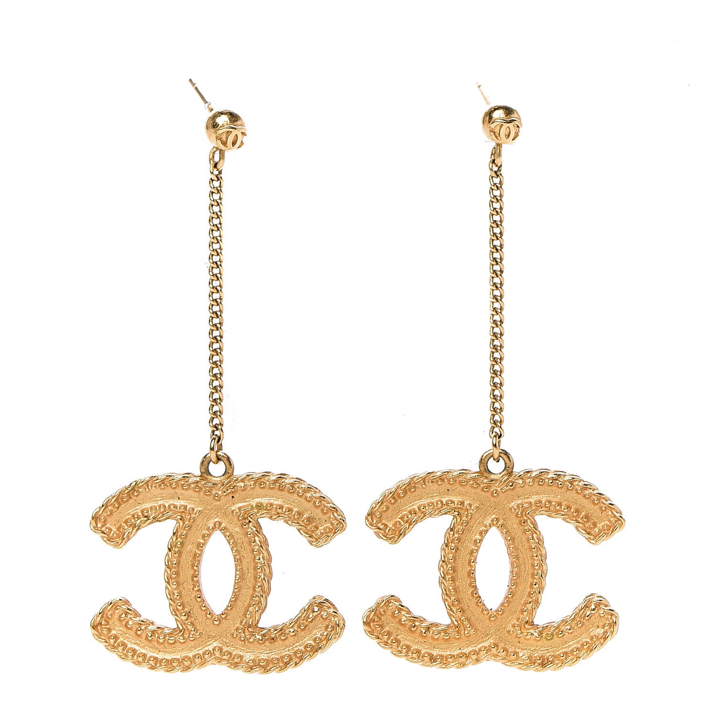 CC Drop Earrings Matte Gold