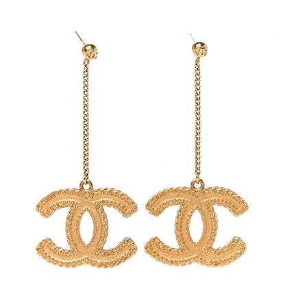 Chanel CC Drop Earrings Matte Gold 1 of 3