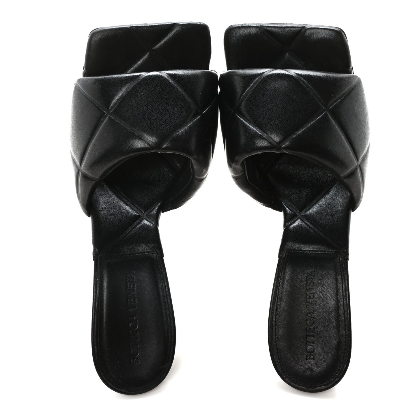 Nappa Quilted Rubber Lido Mule Sandals 38 Black