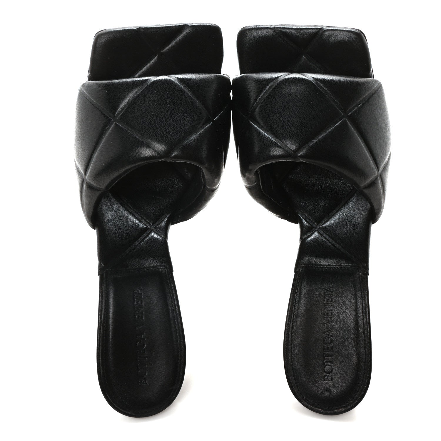 Bottega Veneta Nappa Quilted Rubber Lido Mule Sandals 38 Black 2 of 9