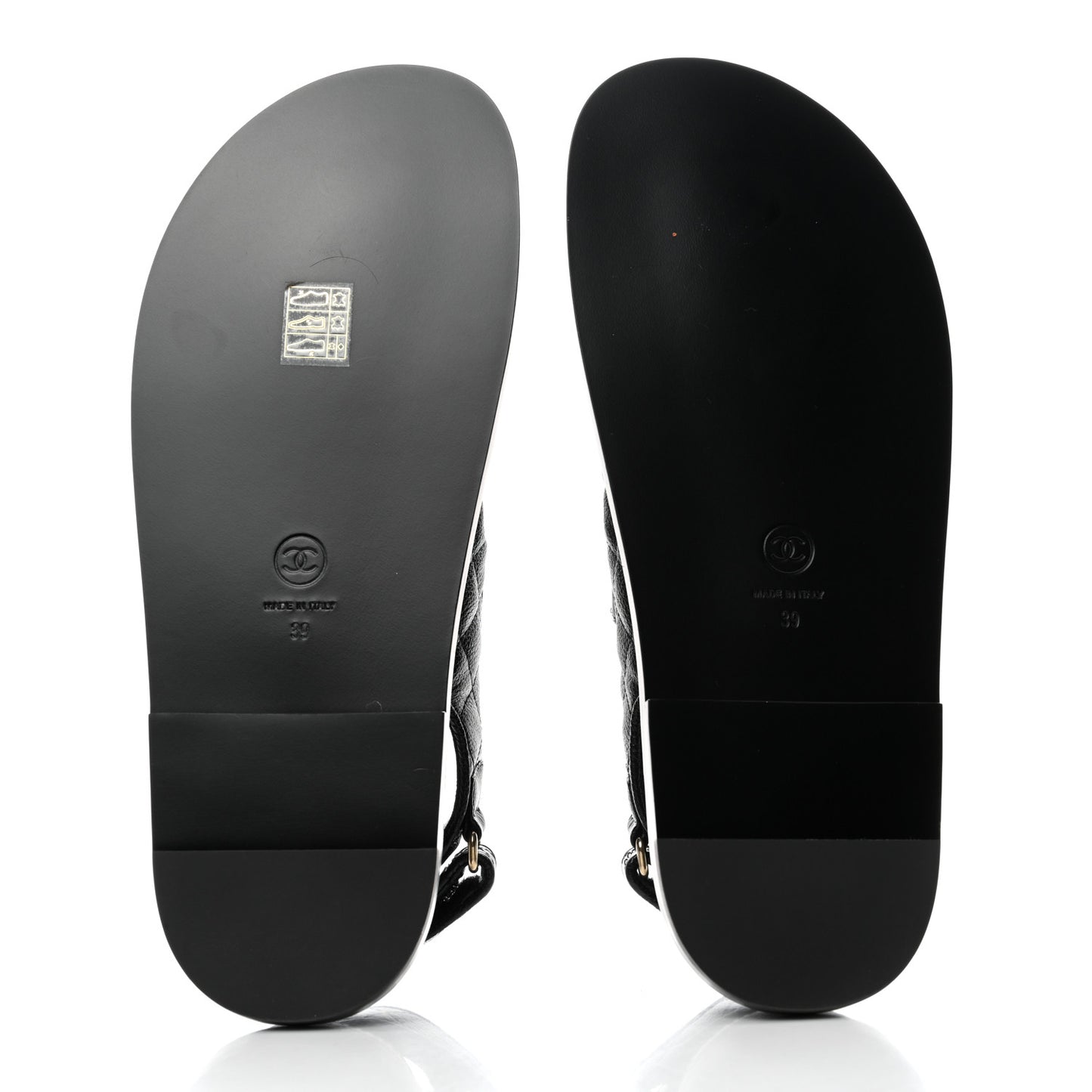 Grained Calfskin Velcro Dad Sandals 39 Black