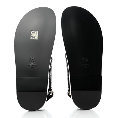 Chanel Grained Calfskin Velcro Dad Sandals 39 Black 5 of 9